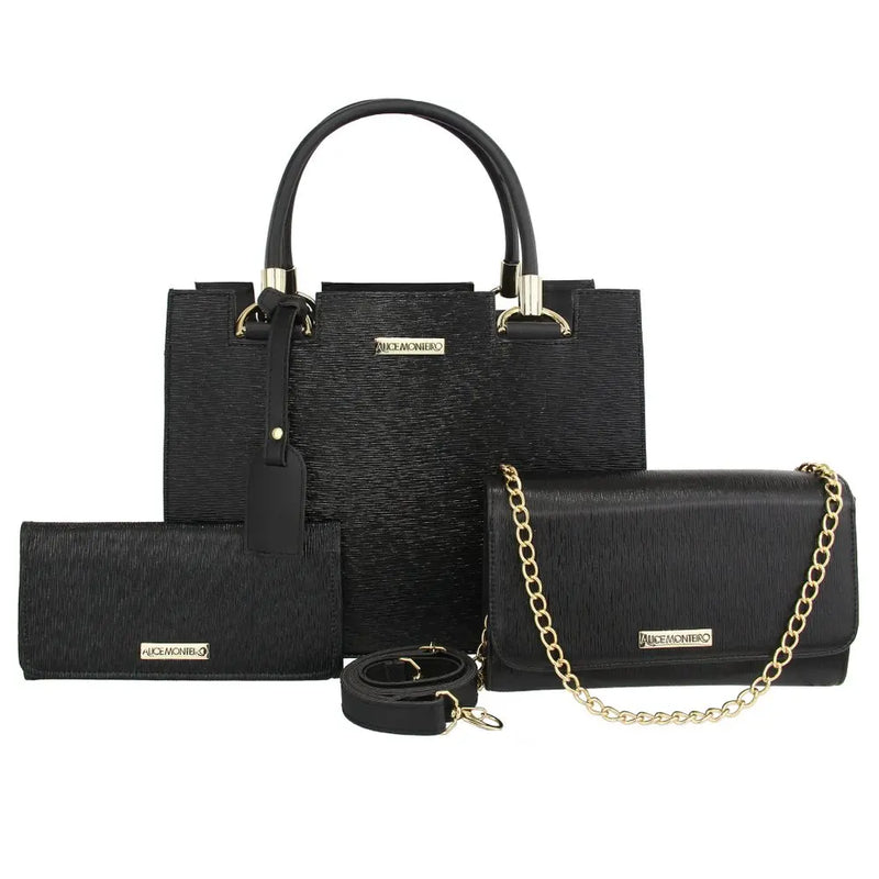Kit Bolsa Feminina Nude 3 Peças, Bolsa Baú + Bolsa Clutch + Carteira Promoção