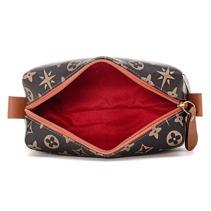 Kit Bolsa Feminina Grande de Ombro Modelo Sacola + Necessaire Porta Maquiagem + Porta Moedas
