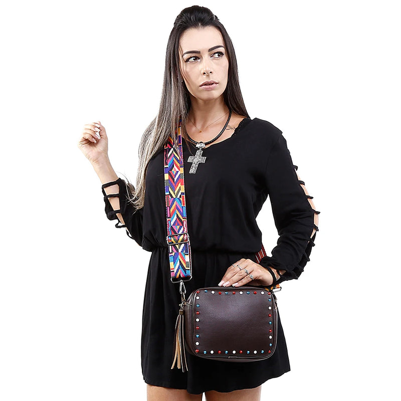 Bola Feminina Pequena Transversal Preta Com Alça de Ombro
